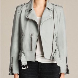 All Saints Balfern Leather Jacket Mint Green